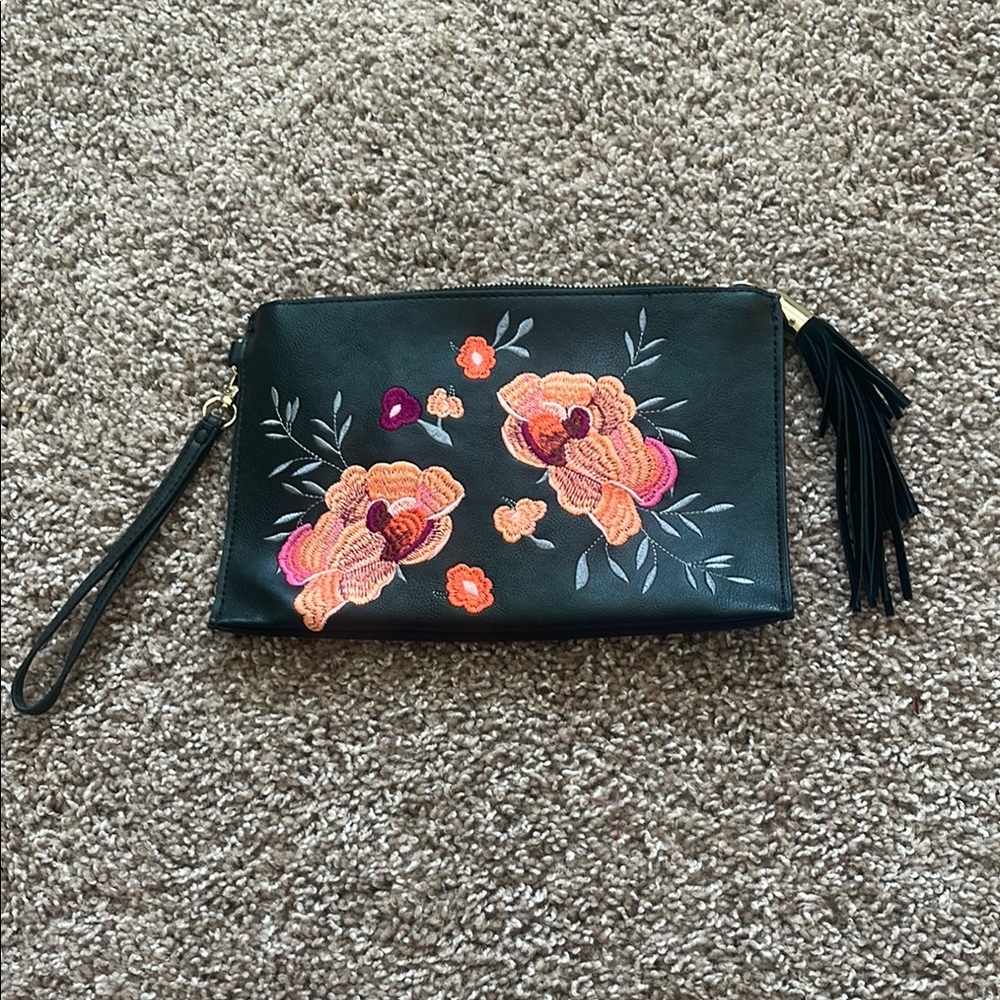 INC International Concepts Floral Embroidered Clutch
